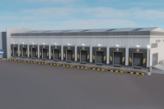 retouch 3d warehouse commercial building,exhibition hall,stockroom,revit render