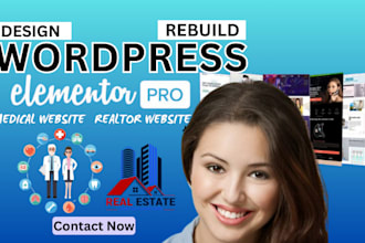 build medical website healthcare business or real estate website elementor pro