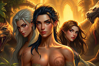 design dnd art, character fantasy illustration for dnd party