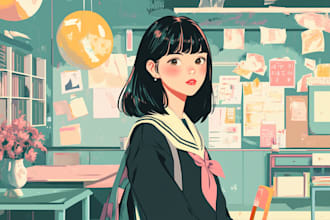 draw anime illustration, original character or fanart