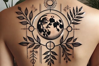 create minimalist line art tattoo with my style