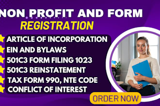 do 501c3 non profit registration, form 990, 1023ez, reinstate tax exempt, bylaws