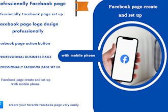 create set up a professional facebook page using  phone