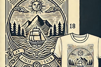 develop animal linocut tshirt design for companies