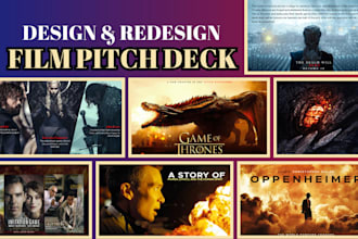 design or redesign film pitch deck tv series, movie poster design, investor ebc