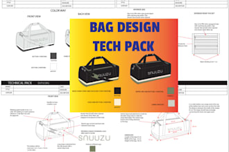 design complete tech pack backpack handbag bag wallet luggage design
