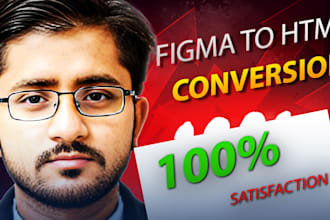 convert figma, PSD, xd or PDF to HTML, CSS, react, and tailwind CSS design