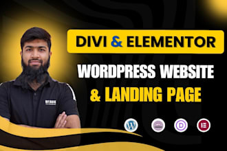 design wordpress website or landing page by divi theme, divi builder, elementor