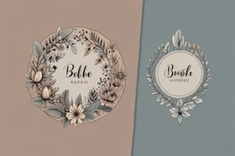 design boho hand drawn botanical feminine logo