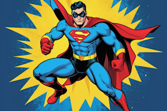 illustrate a superhero pop art portrait