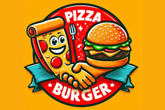 design ice cream, coffee, burger, pizza and fast food logo design