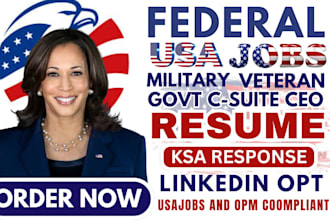 write federal resume for government, ceo, csuite, military, veteran, ksa, fema