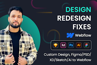 design or redesign your webflow website from figma, xd, sketch, or photoshop