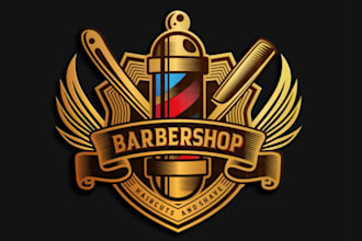 design vintage, emblem, stamp, badge and barber shop logo