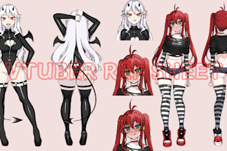 vtuber ref sheet, anime vtuber, reference sheet, anime ref sheet, character art