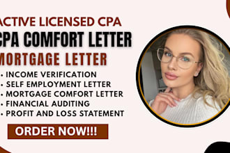 audit review financial statement CPA mortgage comfort letter income verification