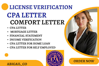 design US CPA comfort letter income verification mortgage self employment