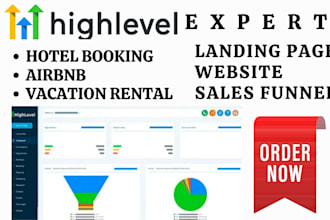 design gohighlevel hotel booking landing page ghl vacation airbnb sales funnel