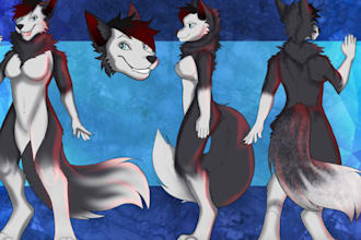 draw reference sheet of your fursona furry, vtuber model, oc anime anthro feral