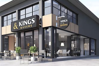 do shop front design, store front, window graphic and signboard design, 3d sign