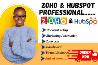 setup hubspot crm workflow hubspot crm VA hubspot website customize zoho crm