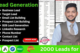 b2b leads, linkedin research, prospect lists, and business email