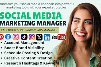 be your social media marketing manager, content creator for facebook, instagram