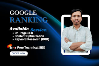 do website optimization on page SEO for google ranking with keyword research