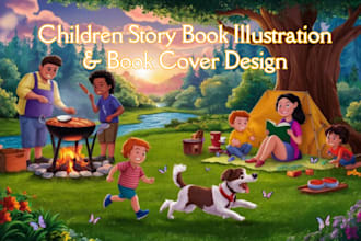 illustration beautiful children storybook, cover book formatting for amazon kdp