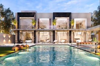 design backyard front yard garden pool patio deck terrace 3d landscape rendering
