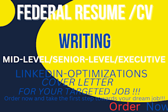 create resume writing for 24hrs usajobs, executive resume, linkedin, tech resume
