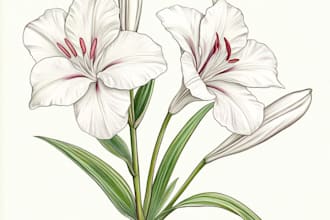 draw a botanical illustration of flowers, plants,