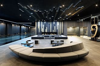 visualize 3d lobby, guestroom, octane, luxury hotel render,interior night render