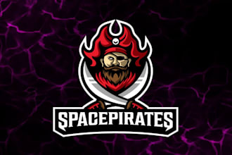 create a premium space pirates head mascot logo design