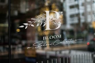 create a modern minimalist bloom botanical floral logo design