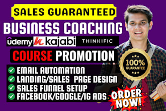 promote business coaching, finance udemy course, kajabi sales funnel marketing