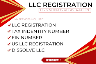 assist with US llc registration, ein number, boi report and dissolve llc