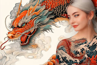 create your japanese custom tattoo design and illustration