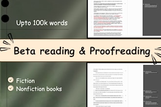 beta read and proof read a fiction or nonfiction book