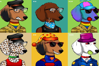 create nft art collection or meme art in 2d cartoon or anime style