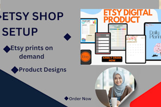 design etsy digital products and create etsy shop setup