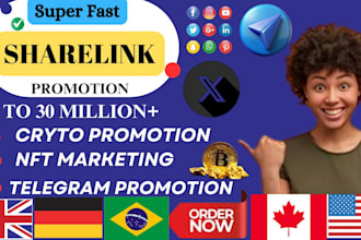 twitter sharing shoutout website link 100m USA UK on ig fb x crypto marketing
