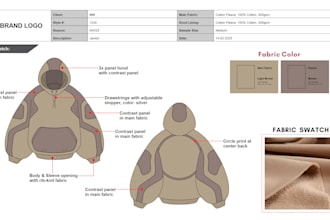 create professional clothing tech pack for fashion design