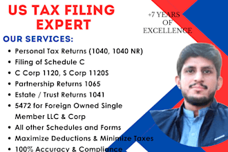prepare and e file US tax returns and irs returns for individuals and business