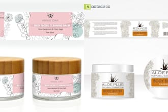 do skincare feminine logo amd bottle label design 24 hors