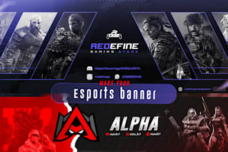 design professional esports gaming banners for youtube, twitch, and twitter