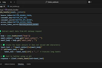 automate twitter posts from gmail using AWS, API gateway, and google apps