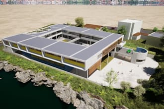 visualized 3d public elementary school for twinmotion,ue4,high school, rendering