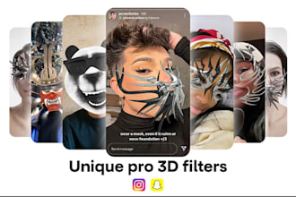 create unique pro ar 2d 3d filter face mask for instagram, snapchat and tiktok