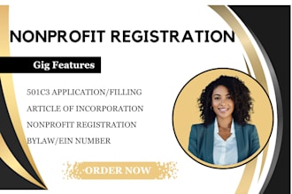 file and prepare 501c3 application, non profit registration, bylaw, 1023ez, full